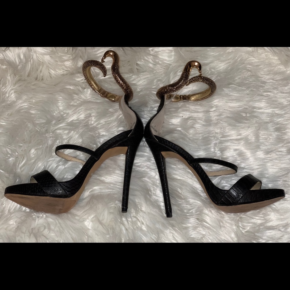 Bebe Sameena Snake ankle cuff heeel